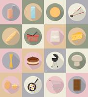 mat och objekt platt ikoner vektor illustration