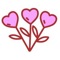 blomma med hjärtknopp. alla hjärtans dag ikon. vektor illustration