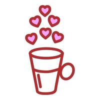 Teetasse mit Herzen. Valentinstag-Symbol. Vektor-Illustration vektor