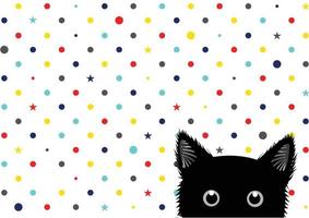 svart katt färgglada prickar stjärna bakgrund vektor