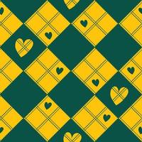 Diamant Schachbrett gelb grün Herz Valentinstag Hintergrund vektor