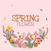 Kranz Frühlingsblume Blumenpflanze Rahmen Karte Vektor Dekoration