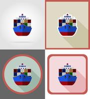lieferung versand durch meer auf einem schiff flache icons vector illustration