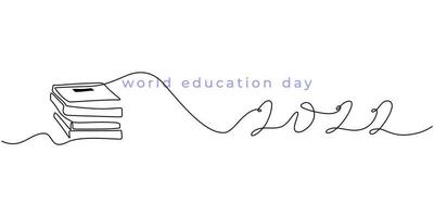 kontinuerlig en enda bokrad för World Education Day 2022. vektor