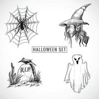 Hand gezeichnete Halloween-Elemente stellen Skizzendesign ein vektor