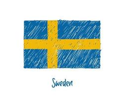 Schweden Flaggenmarker Whiteboard oder Bleistiftskizze Illustrationsvektor vektor