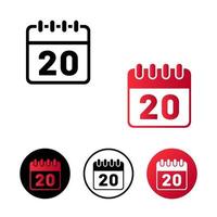 kalenderdag 20 ikon illustration vektor