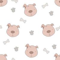 Vektor nahtlose kindische Muster mit einem niedlichen Baby Hund, Haustier auf weißem Hintergrund. perfekt für Kinderbekleidung, Stoff, Textil, Kindergarten