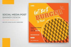 burger fest mat meny banner sociala medier post vektor malldesign