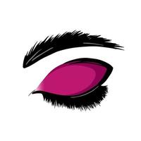 Make-up, Wimpern, Augenbrauen auf weißem Hintergrund. Modeillustration für Wimpernhersteller, Augenbrauenmeister, Schönheitssalon. vektor