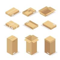 Kartons oder Packpapier und Versandkarton. Kartonpakete und Lieferpakete stapeln sich, flache Lagerware und Gütertransport. Vektor-Design-Illustration. vektor