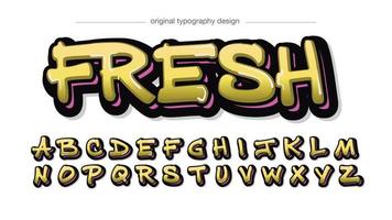 Gelbe und rosa moderne 3D-Graffiti-Schriftart vektor