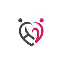 ett enkelt och romantiskt hjärta 2 älskar logotypdesign 2 vektor