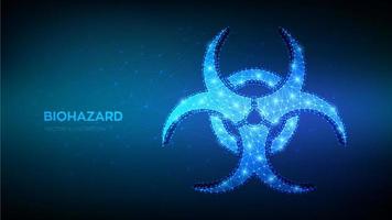 Biohazard-Symbol. geringe polygonale abstrakte Biogefahr, Epidemie, Viruswarnung, Infektion, Bakterien, Ansteckung, Gift, Abfall, Quarantäne, Kontaminationszeichen. Vektor-Illustration.