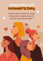 Poster zum internationalen Frauentag mit einer Gruppe starker unabhängiger Frauen vektor