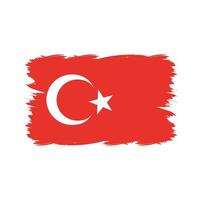 Türkei Flagge mit Aquarellpinsel vektor