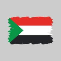 sudan flagga med akvarellborste vektor