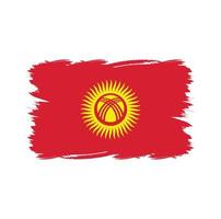 Kirgizistans flagga med akvarellpensel vektor