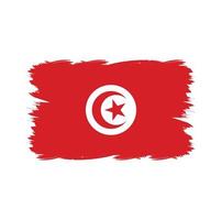 tunisien flagga med akvarell pensel vektor