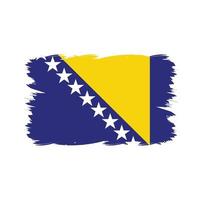 Bosnien und Herzegowina Flagge mit Aquarellpinsel vektor