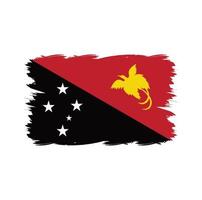 Papua Nya Guineas flagga med akvarellpensel vektor