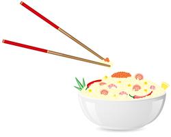 Asiatisk ris med skaldjur vektor illustration