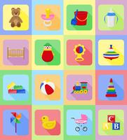 Flache Ikonen der Babyspielwaren und des Zubehörs vector Illustration