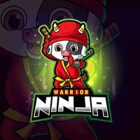 ninja warrior cow esport maskot design vektor