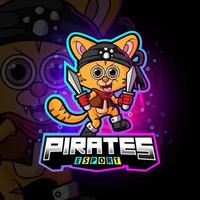 besättningen pirates cat esport logotypdesign vektor