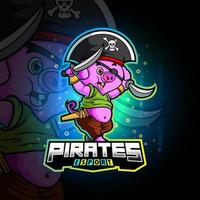 pirates pig esport maskot design vektor