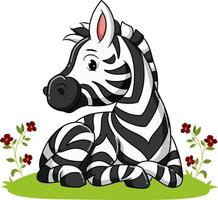 das zebra legt sich auf den garten voller blumen vektor