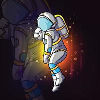 der coole Astronaut tanzt mit dem leuchtenden Anzug vektor