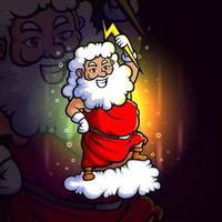 der santa zeus hält das leichte esport-logo-design vektor