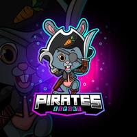 the pirates rabbit esport maskot design vektor