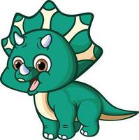 der glückliche Dino Triceratops steht und lächelt vektor