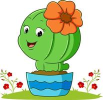 der süße Kaktus mit der Blume vektor
