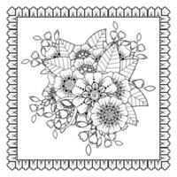 Mehndi-Blume für Henna, Mehndi, Tätowierung, Dekoration. dekoratives Ornament im ethnisch-orientalischen Stil, Doodle-Ornament, Umrisshand zeichnen. Malbuchseite. vektor