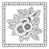 Mehndi-Blume für Henna, Mehndi, Tätowierung, Dekoration. dekoratives Ornament im ethnisch-orientalischen Stil, Doodle-Ornament, Umrisshand zeichnen. Malbuchseite. vektor