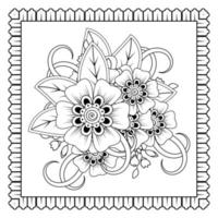 Mehndi-Blume für Henna, Mehndi, Tätowierung, Dekoration. dekoratives Ornament im ethnisch-orientalischen Stil, Doodle-Ornament, Umrisshand zeichnen. Malbuchseite. vektor