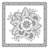 Mehndi-Blume für Henna, Mehndi, Tätowierung, Dekoration. dekoratives Ornament im ethnisch-orientalischen Stil, Doodle-Ornament, Umrisshand zeichnen. Malbuchseite. vektor