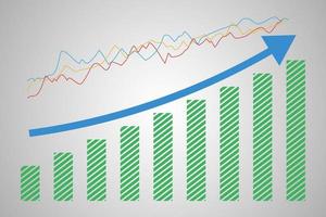 Balkendiagrammwachstum und Pfeil nach oben vektor