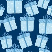 sömlösa mönster för julhelgen med söta presentförpackningar. barnslig bakgrund för tyg, omslagspapper, textil, tapeter och kläder. vektor illustration akvarell