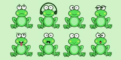Frosch-Cartoon-Emoji-Set