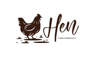 Silhouette Henne Vektor-Illustration - kreatives Hühnerlogo, Symbol, Symbol für Geflügel, Bauernhof, Metzgerei, Restaurant vektor