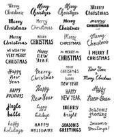großer Satz handgeschriebener Satz Frohe Weihnachten und ein glückliches neues Jahr für Grußkarten vektor