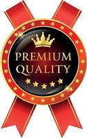 rotes Premium-Qualitätsetikett mit Schleife vektor