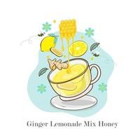 Tasse heißer Tee Ingwer Limonade Mix Honig vektor