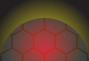 abstrakt bakgrund med hexagon motiv i form av en röd rund boll. lutning gul svart konsistens. vektor illustration