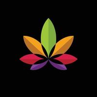 Cannabisblüte mit bunten Farben in schwarzem Hintergrund, Vektorvorlage Logo-Design editierbar vektor