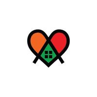 minimalistische flache Logo-Design-Kombination aus Liebe und Zuhause vektor